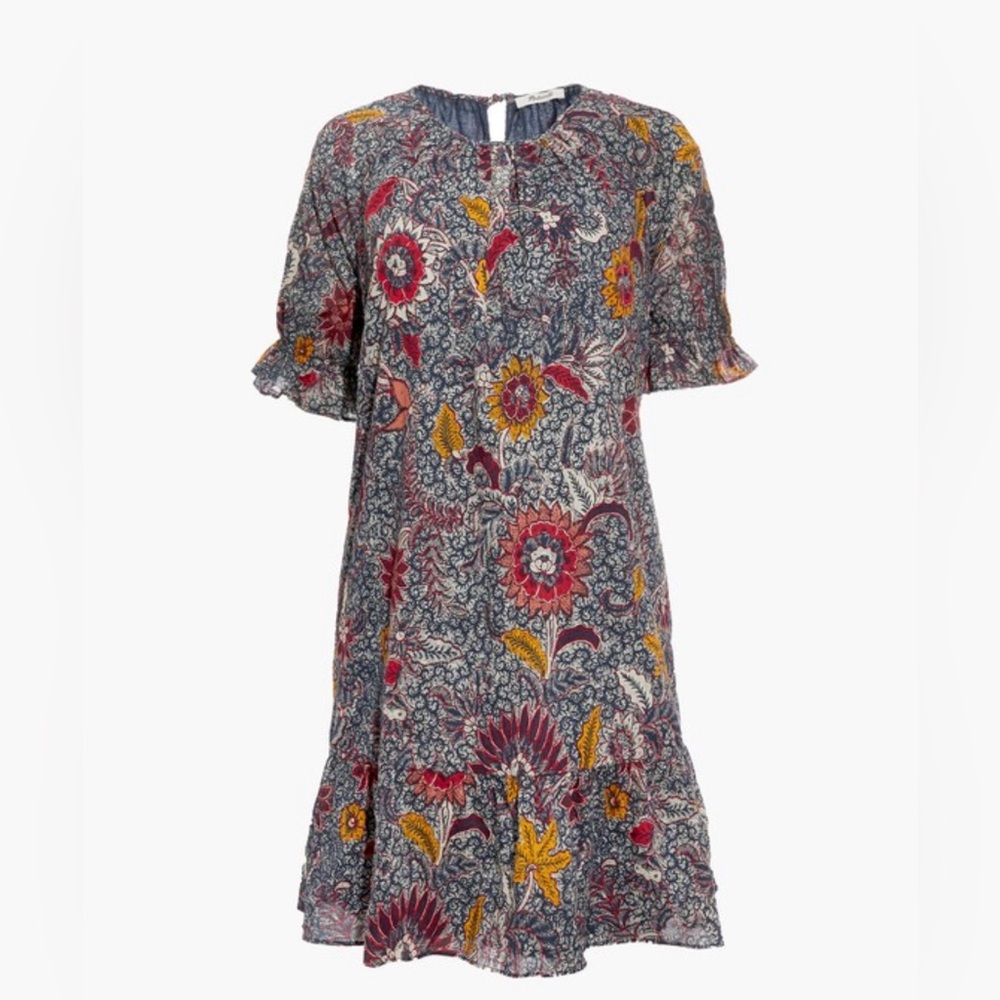 Madewell Ruffle Sleeve Popover Mini Dress in Bali Blooms Size Large NWT